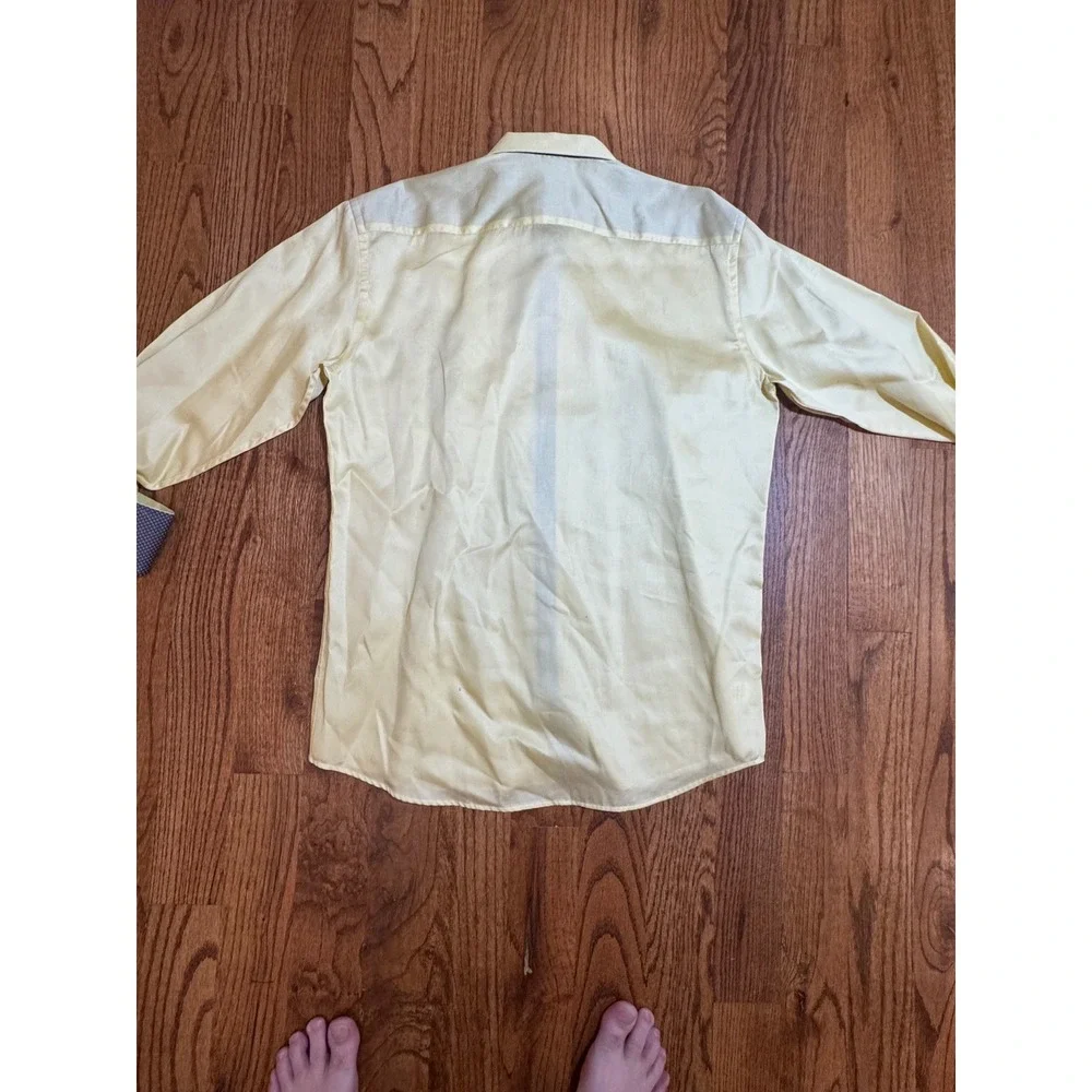 Tiglio Sport Mens Pale Yellow 100% Cotton Button Down Shirt Made in Italy - Picture 8 of 11
